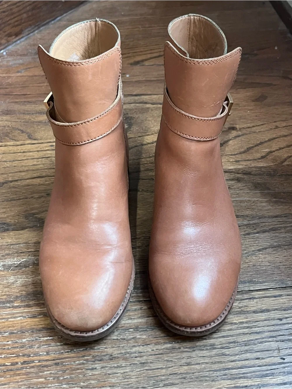 Tory Burch Brooke Leather Ankle Boots Perfect Brown Buckle Booties Size 6.5